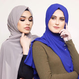 Plain Bubble Chiffon Hijab Shawl Scarf Women 2019 Solid Color Long Shawls and Wraps Muslim Hijabs Scarves Ladies Foulard Femme