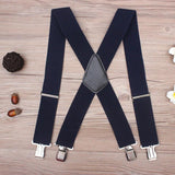 130cm Plus size Suspenders For Heavy duty Men Pants With 4 Strong Clips 5cm Wide Braces With X-Back Trousers Man Braces Strap