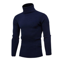 High Quality Warm Turtleneck Sweater Men Fashion Solid Knitted Mens Sweaters Casual Slim Pullover Male Double Collar Tops